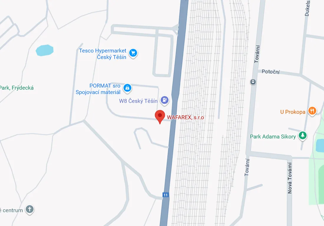 Mapa prodejny WAFAREX Český Těšín
